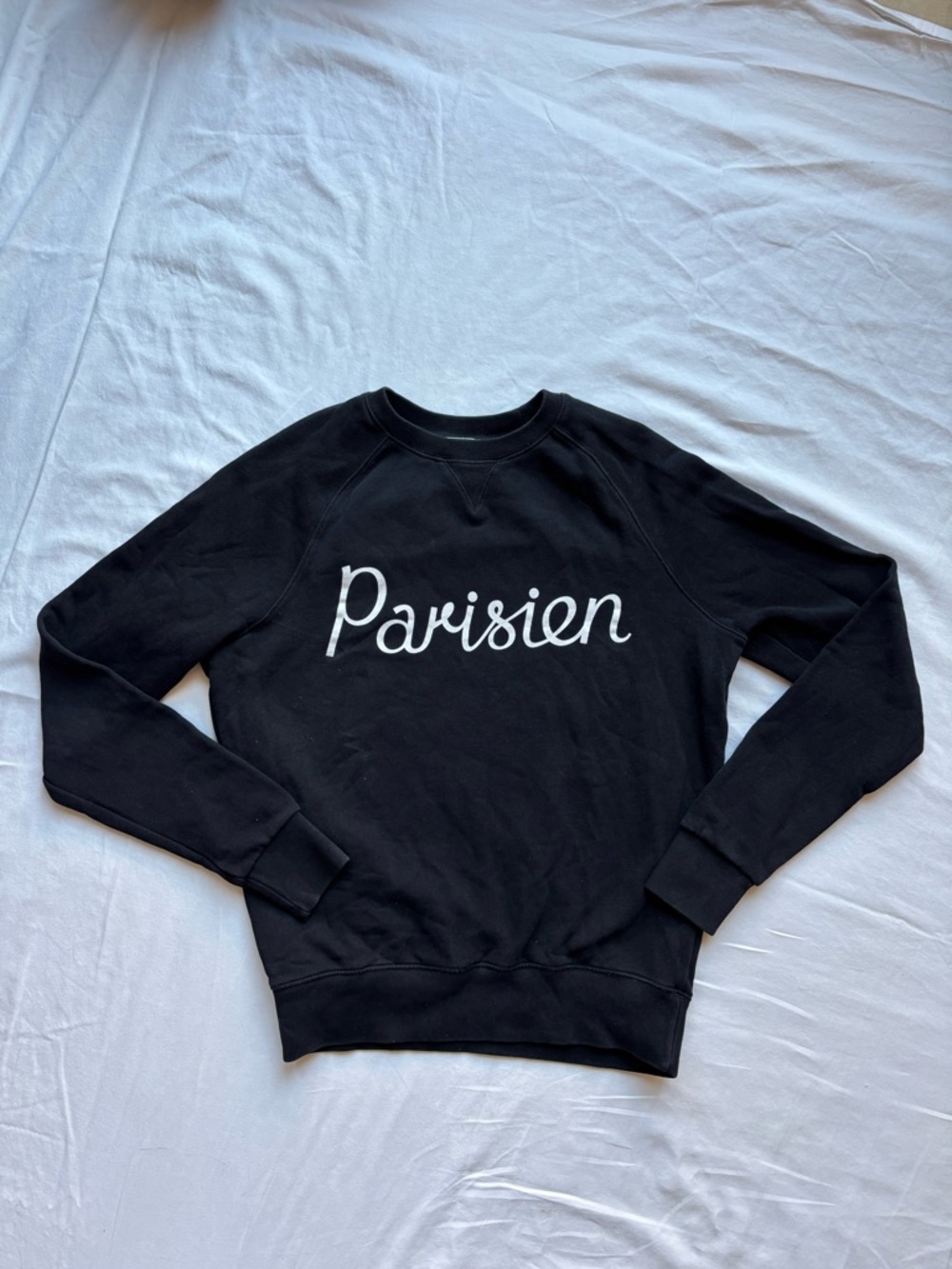 MAISON KITSUNÉ Black Crewneck Sweatshirt with Label